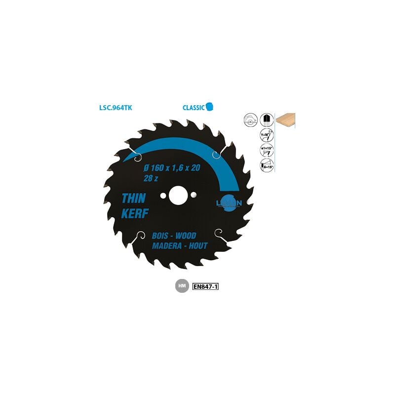 Leman - Lame de scie circulaire pour machine sans fil Classic ø 160 Alésage 20 Ep. 1,6/1mm