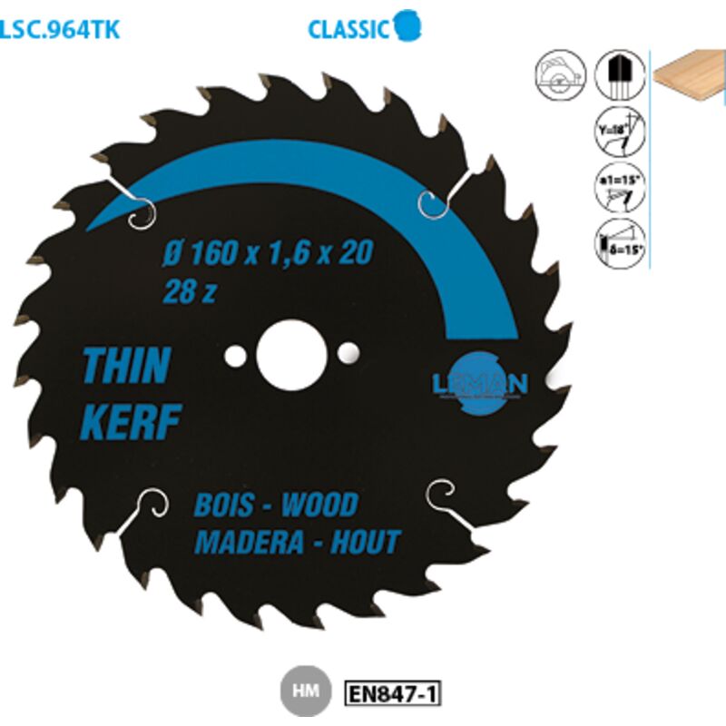 Leman - Lame de scie circulaire portative fine 85x15mm 16 dents