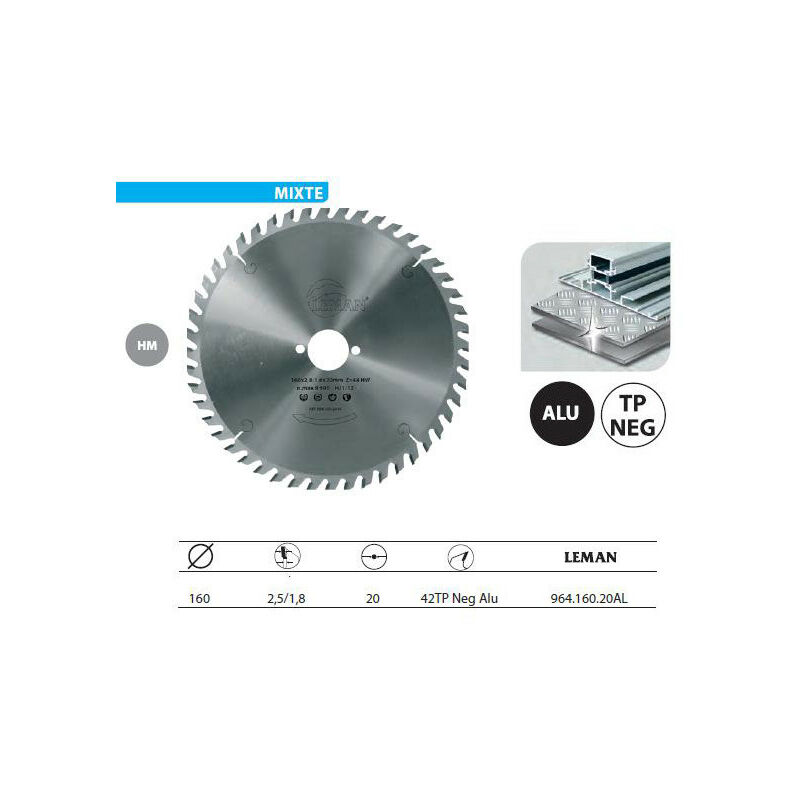 Leman - Lame Carbure / Portative D.160x20x42z Tp / Alu