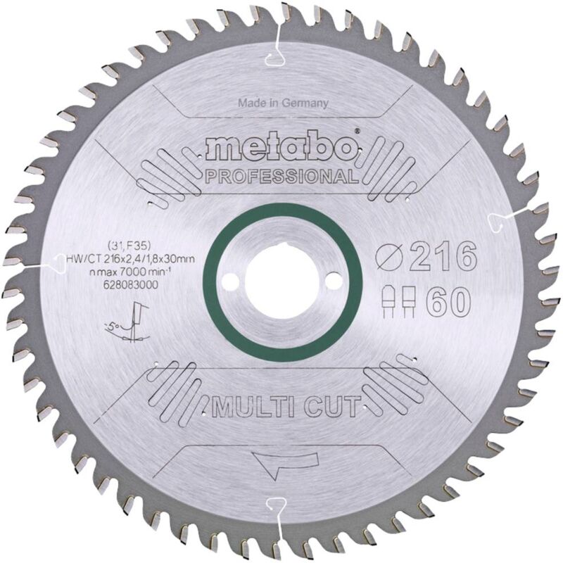 Leman - Lame de scie circulaire au carbure Metabo multi cut - professional, 216x30, Z60 fz/tz, 5°neg. 628083000 216 x 30 x 1.8