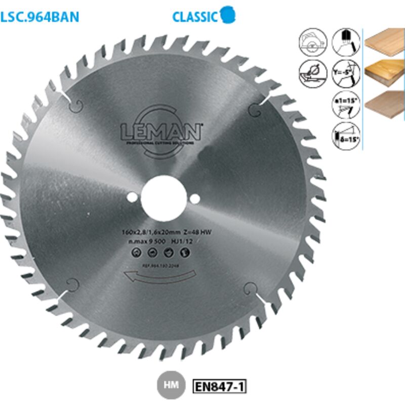 Lame carbure 260 Z=48 - Négative scie à onglet
