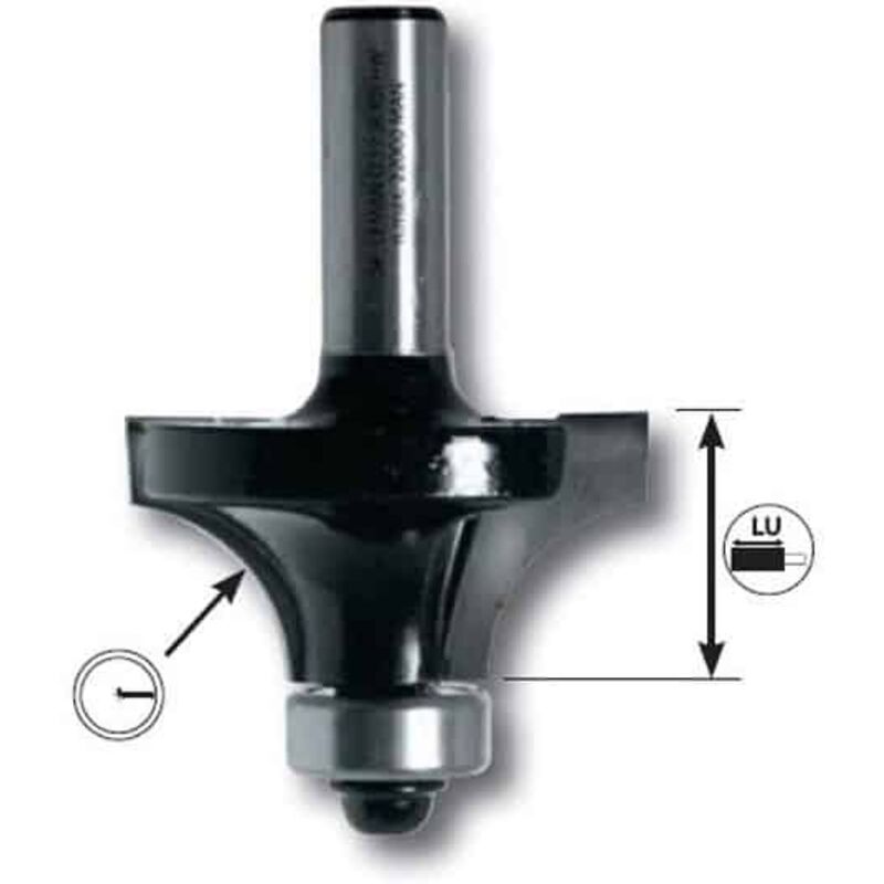 Leman - Mèche défonceuse 1/4 de rond + guide D.53x25 mm queue 8 mm