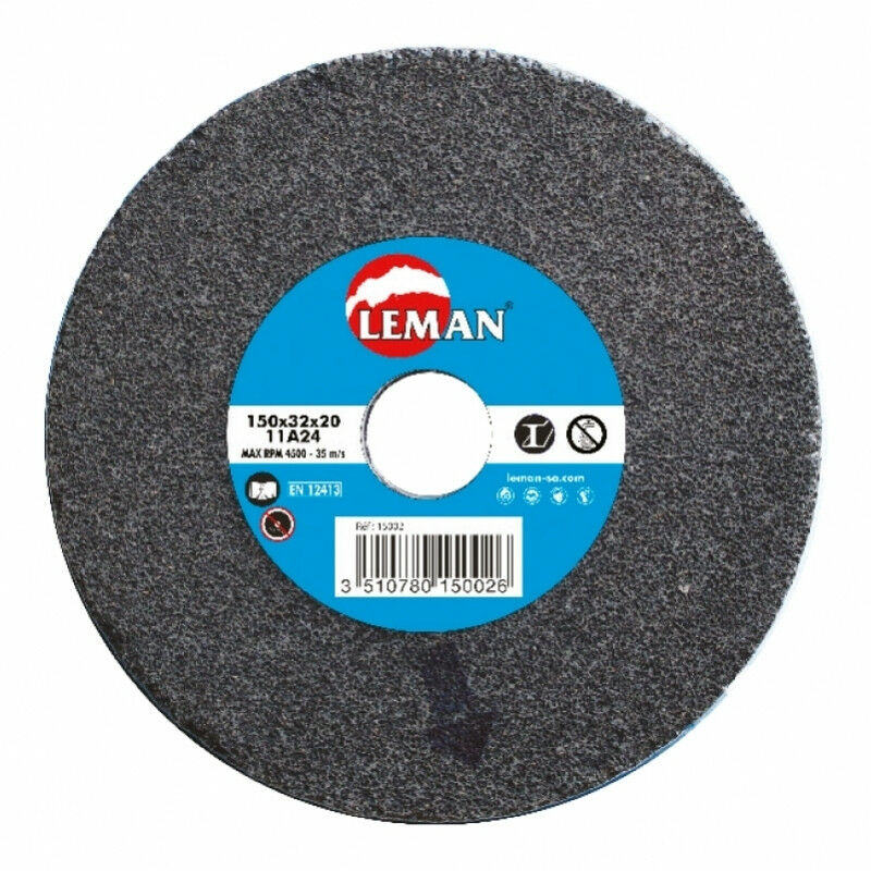 Meule touret vitrifiee grise corindon D.250x32 mm Al.32 mm grain 60 - Leman
