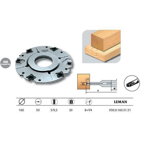 Leman - Porte-outils à rainer extensible 160x50x5/9,5 z8+V4 - 950.9.160.51.51