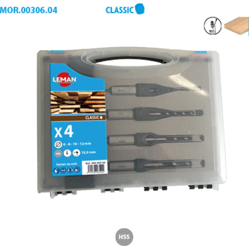 Image of Set mit 4 Vierkantdrähten + Bohrer l.u. 70 Schaft Ø15.9MM Leman 306.500.04