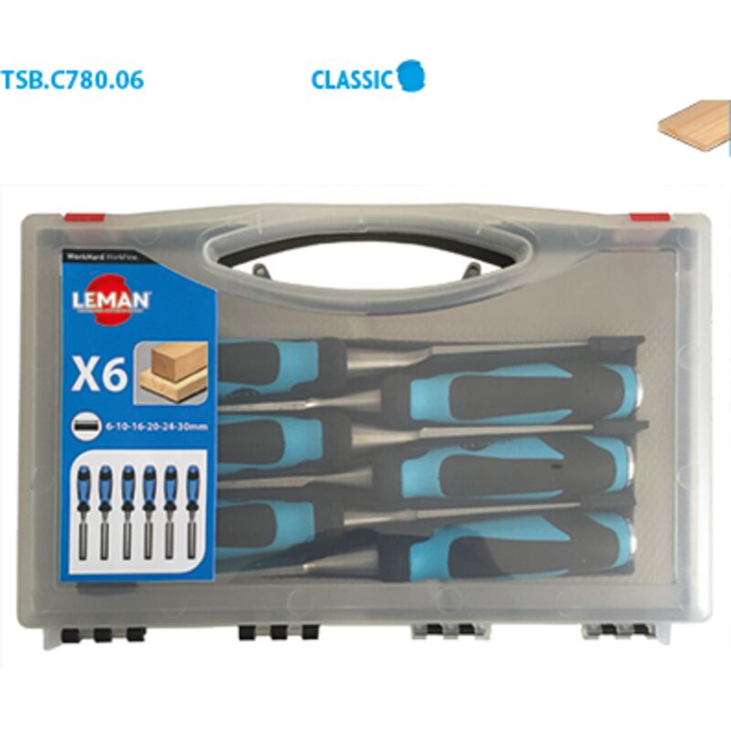 Scatola da 6 cesoie per legno con manico bi-materiale Classic