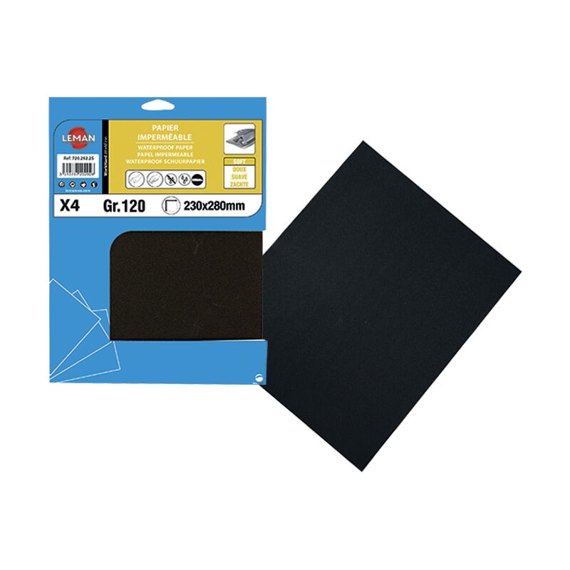 Leman - Feuille toile émeri Classic Larg. 230 Long. 280 Grain 120 Boite de 50