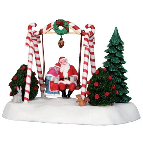 Lemax 24479 babbo natale e mamma natale su dondolo swing village scena miniatura