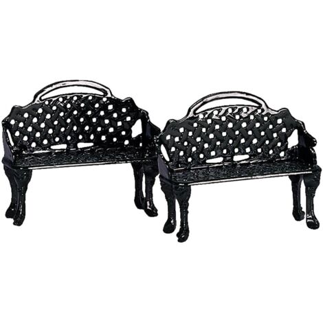 Lemax – Ensemble de 2 bancs de jardin miniatures 4,5 x 3,5 x 3,5 cm – Décorations pour crèche et villages de Noël – Idéal pour dioramas