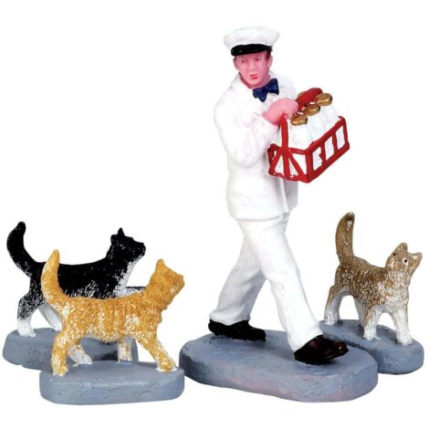 Lemax figurine de laitier avec 3 chats 7,1 cm