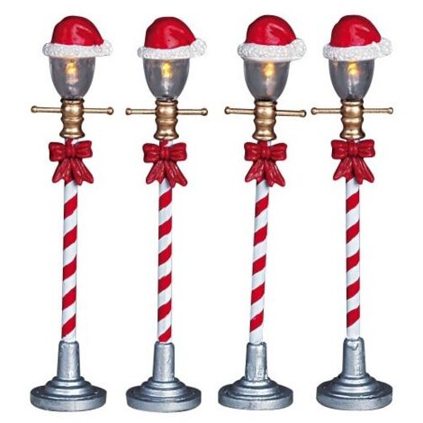 Lemax Lampioni Decori Natalizi Set 4 - Santa Hat Street Lamp - LEMAX - 64472