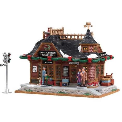 Lemax – Maison de Noël East Junction Station – Porcelaine – Dimensions 23,3 x 14,3 x 18,5 cm – Détails soignés pour décoration festive