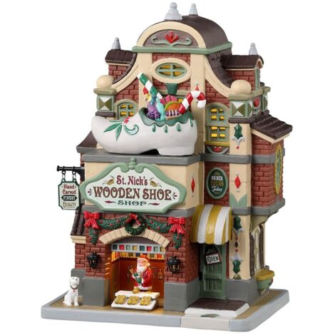 Lemax St. Nick'S Wooden Shoe Shop - Negozio di Scarpe di San Nicola per villaggio di Natale