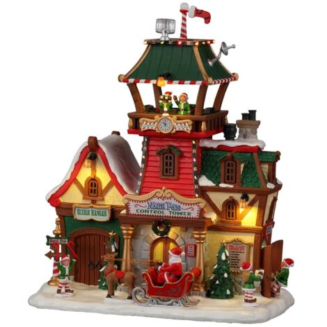 Lemax – Tour de contrôle du pôle Nord avec alimentation 4,5V – Dimensions 21,7 x 12,6 x 25,9 cm – Résine – 25864