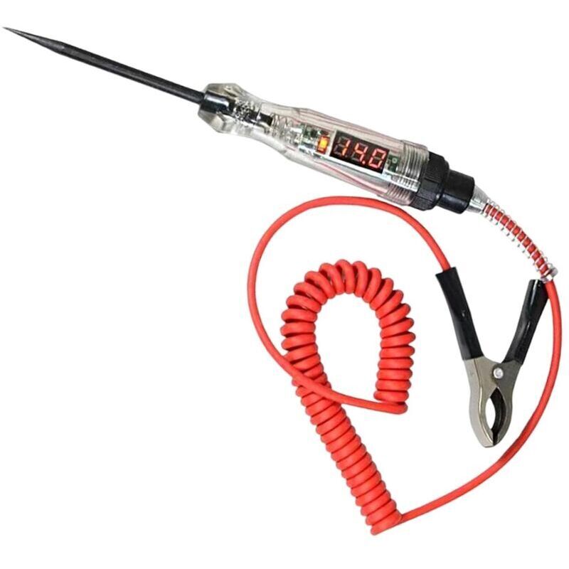 Lembeauty Testeur de circuit automobile à LED numérique, lampe de test automobile Testeur de circuit 3-48 V/5-120 V DC écran LCD numérique,Sonde de
