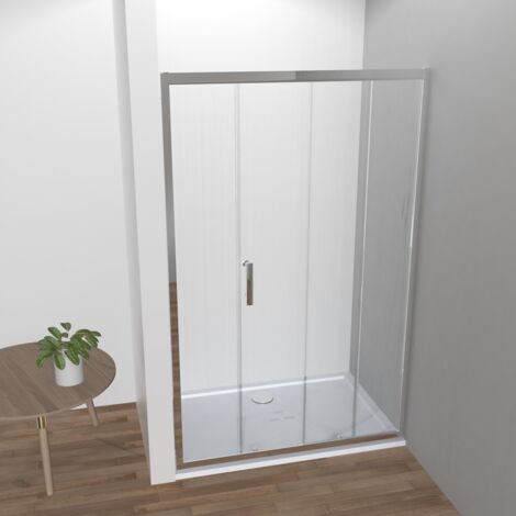 LEMMO Duschabtrennung Dusche Duschkabine Nischentür Schiebetür Duschtür 5mm ESG Glas - 120×180 CM