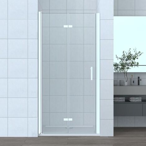 LEMMO Duschkabine 100 cm,Duschtür Nischentür Falttür Dusche,ESG Glas,H 185 cm