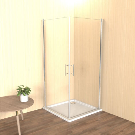 LEMMO Eckeinstieg Duschkabine Pendeltür 9090 cm ESG Glas mit NANO Beschichtung Höhe 185cm