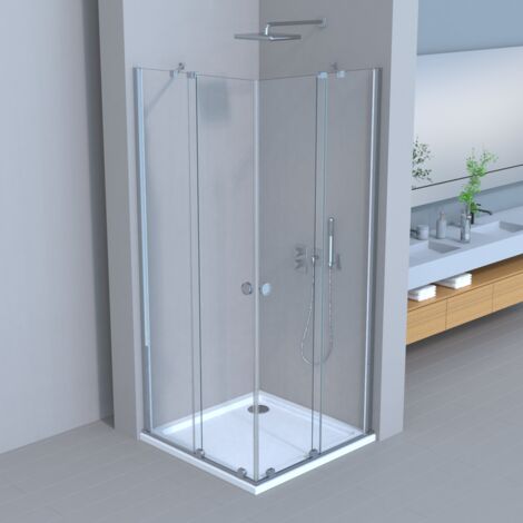 LEMMO Movable Walk in Duschabtrennung In NANO Glaswand 100×100cm Schiebetür 185H
