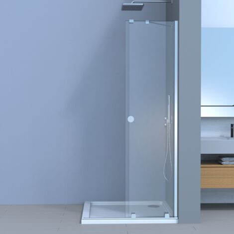 LEMMO Walk In Duschabtrennung 80 cm Duschtür Schiebetür 6mm NANO Glas Duschwand