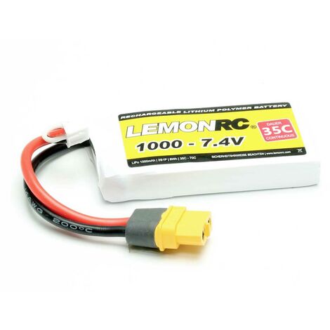 LemonRC Pack de batterie (LiPo) 7.4 V 1000 mAh Nombre de cellules: 2 35 C Softcase XT60 C880012
