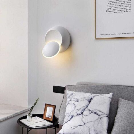 LEMROE Lampada da parete girevole a 360 gradi, lampade da comodino, lampade da parete creative per corridoio, scale, soggiorno, camera da letto (bianco)
