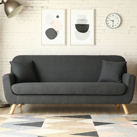 Lena Gris Canapé Scandinave 3 Places Gris Anthracite 2