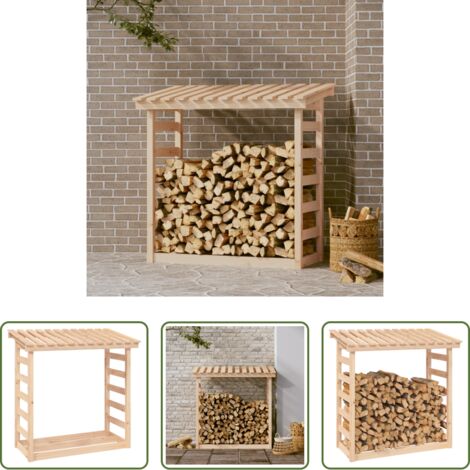 Leña -  Leñero de madera maciza de pino 108x64,5x110 cm