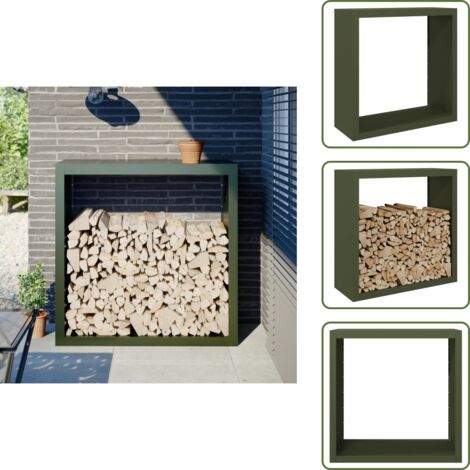 Leña seca - vidaXL Leñero de acero verde 100x40x100 cm - Soporte de leña
