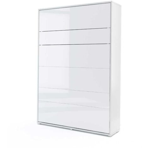 BIM FURNITURE Lenart bed concept KLAPPBETT LED cm 151x46-228x217h Weiß glänzend