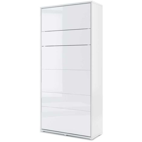 Lenart bed concept vertikales Wandbett cm101x46-228x217H weiß glänzend