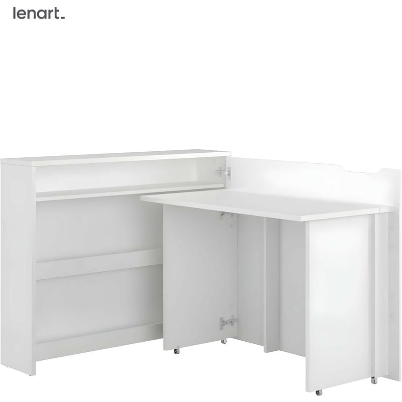 Bb-loisir - Lenart Bureau extensible avec rangement 115cm office consus CW01P blanc mat droit