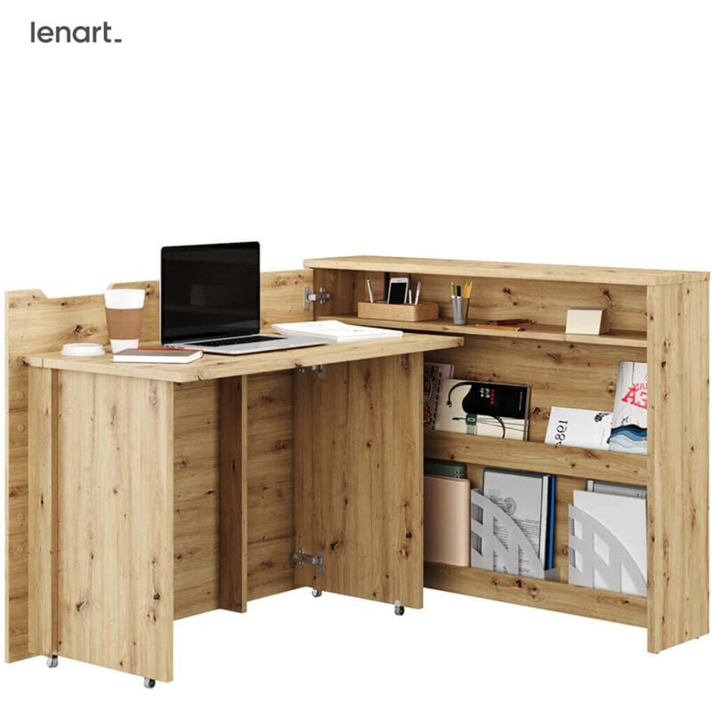 Lenart Work Concept CW-01L bureau extensible avec étagères - côté gauche - plateau 100 cm chêne artisanal