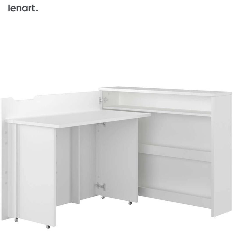 Lenart Work Concept CW-01L bureau extensible avec étagères - côté gauche - plateau 100 cm blanc mat