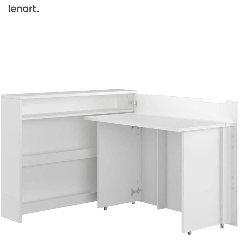 Lenart Work Concept CW-01P bureau extensible avec étagères - côté droit - plateau 100 cm blanc mat