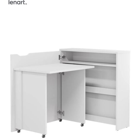 BIM FURNITURE Lenart Work Concept Slim CW-02L ausziehbarer schreibtisch mit regalen - links - 79 cm tischplatte in matt weiß
