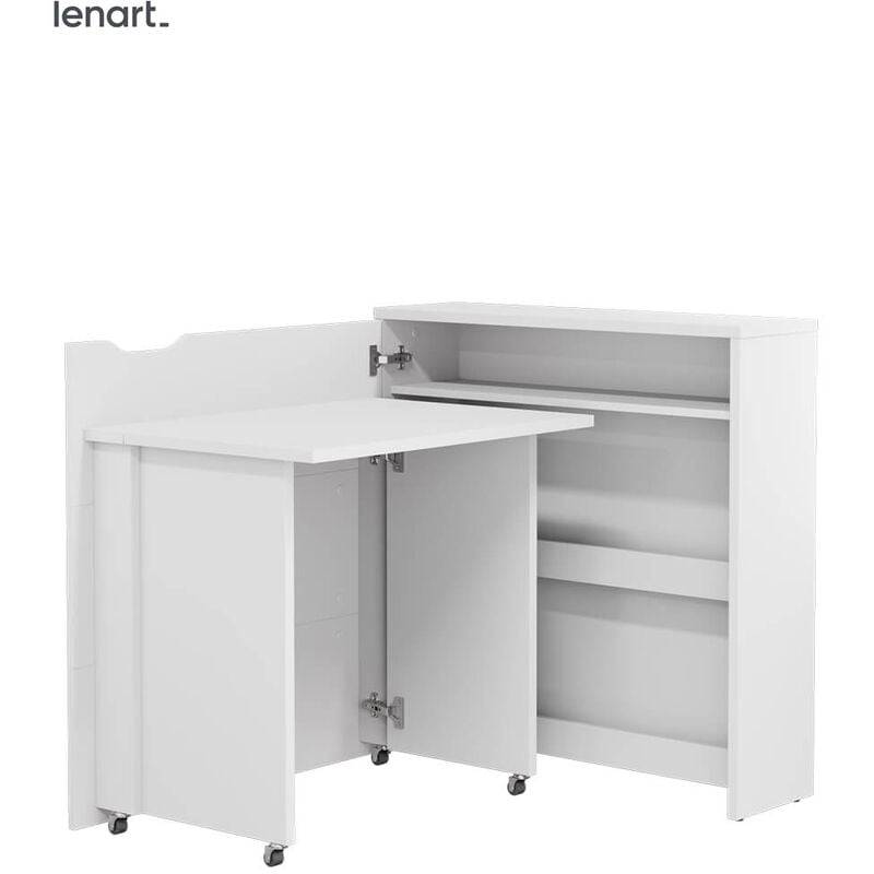 Bim Furniture - Lenart Work Concept Slim CW-02L bureau extensible avec étagères - côté gauche - plateau 79 cm blanc brillant
