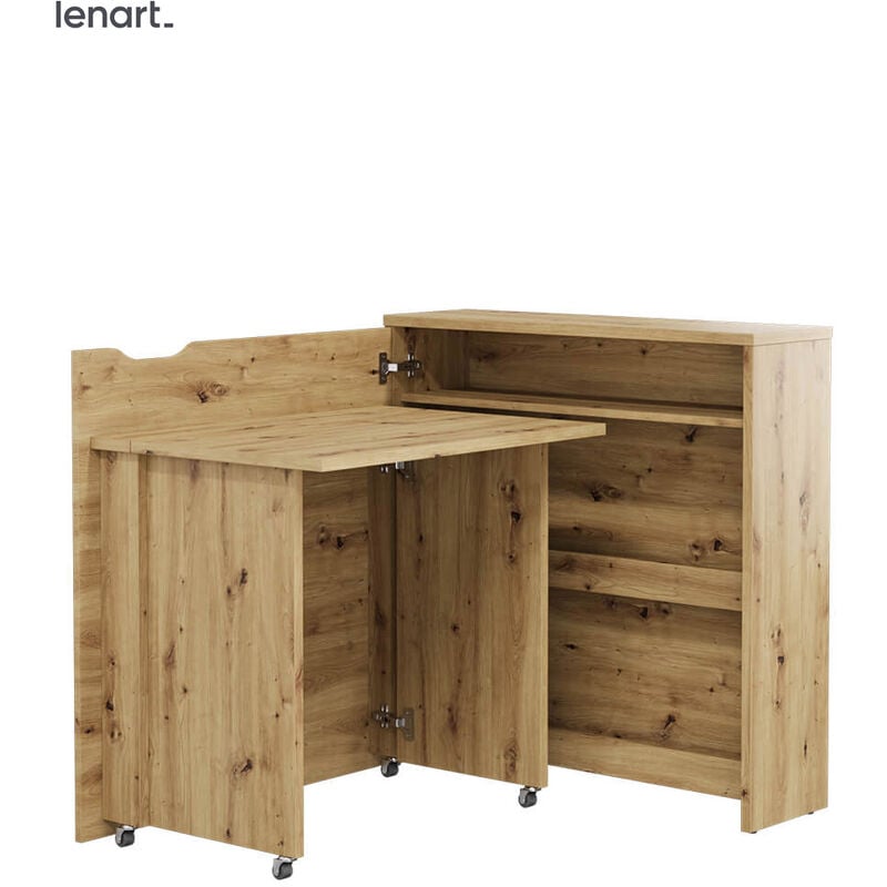 Lenart Work Concept Slim CW-02L bureau extensible avec étagères - côté gauche - plateau 79 cm chêne artisanal