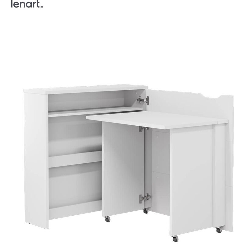 Lenart Work Concept Slim CW-02P bureau extensible avec étagères - côté droit - plateau 79 cm blanc mat