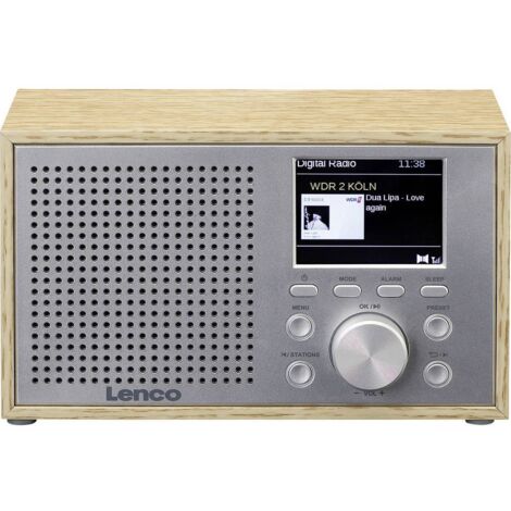 Lenco DAR-017WH Radio da tavolo DAB+, FM Ricevitore senza fili, Bluetooth Funzione allarme Quercia