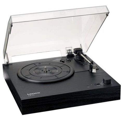 Lenco Plattenspieler LS-15BK Nero con Bluetooth�, 2 Altoparlanti integrati, Cartuccia AT3600L, Trasmissione a Cinghia, Auto-Stop, Velocit� 33/45 RPM, ingressi AUX e RCA