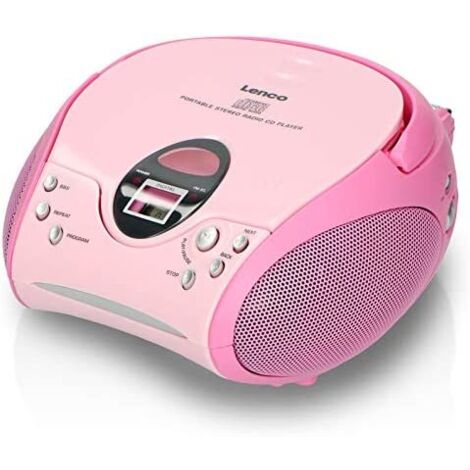 Lenco SCD-24 - Radio FM stereo con lettore CD e antenna telescopica, colore rosa