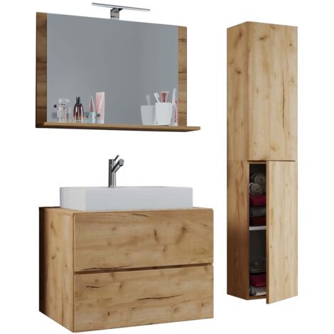 LendasL Badmöbel-Sets 60 cm, Spiegel Honig Eiche Dekor.