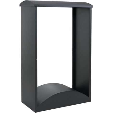 Leñera de exterior con base redondeada 160 x 98 x 50 cm metal galvanizado antracita 040008893