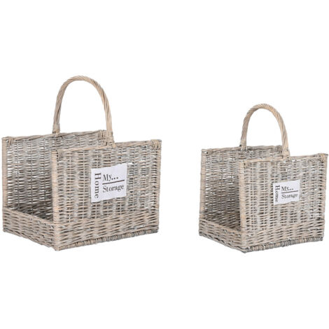 Leñera Set 2 Mimbre 47X35X54 Natural