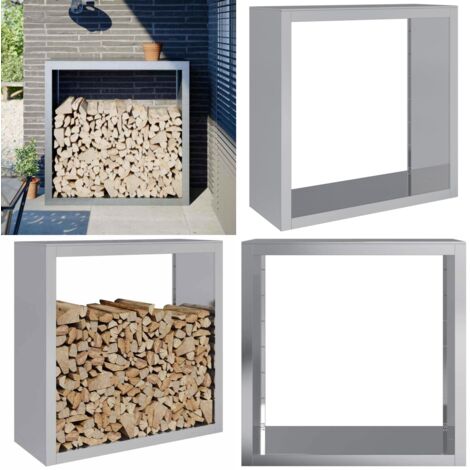 Leñero acero galvanizado 100x40x100 cm - Almacenamiento de leña - Leñero para chimenea