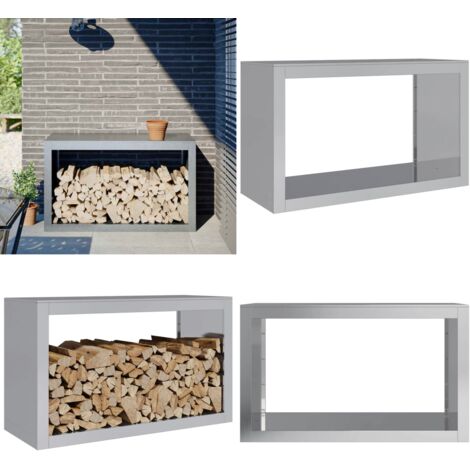Leñero acero galvanizado 100x40x60 cm - Almacenamiento de leña - Leñero galvanizado