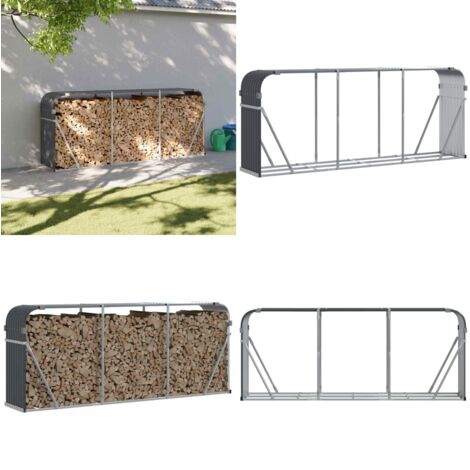 Leñero antracita 234x45x100 cm acero galvanizado - Almacenamiento de leña - Leña seca