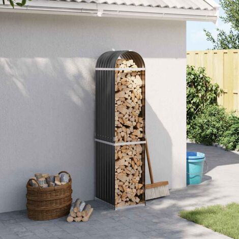 Leñero antracita 40x45x170 cm acero galvanizado