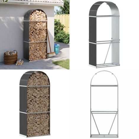 Leñero antracita 80x45x190 cm acero galvanizado - Almacenamiento de leña - Leña seca